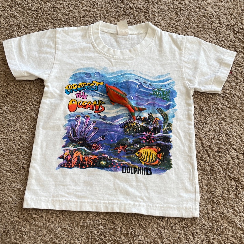 Youth Size‎ Medium Protect the Oceans 3D 100% Cotton Tee Shirt